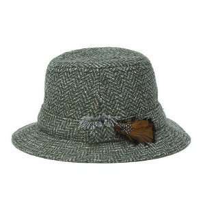  Irish Made Tweed Walking Hat   Green Herringbone   Medium 