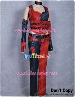   City Harley Quinn Costume Dress Red Leather Joker Dark Night Batman