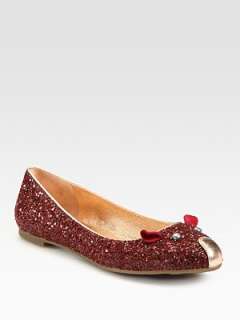   Marc Jacobs   Glitter Coated Leather Mouse Ballet Flats   Saks