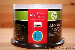 50 HP Lightscribe DVD R Blank DVD Discs 16X v.1.2 /LS 637668040644 