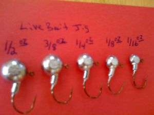 25 1/4 oz Live Bait Jig, Perch, Walleye, Bass Fishing  
