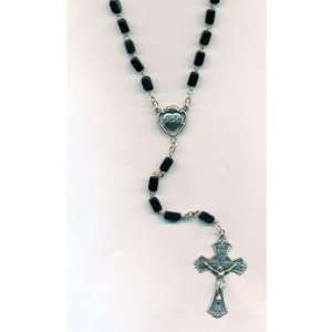    Wood Rosary with Sacred Heart Center Black 8mm