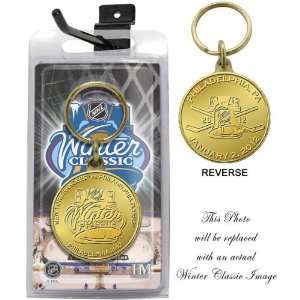   Mint 2012 Nhl Winter Classic Bronze Coin Keychain Sports Collectibles