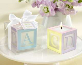 for BABY Lettered Baby Shower Block Candle Favors  