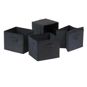    Capri Set of 4 Foldable Black Fabric Baskets