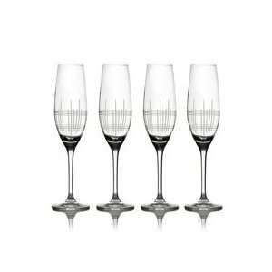  Mikasa Mod Plaid Champagne Flute Glasses, Set of 4 