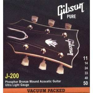  Gibson Acoustic Guitar Deluxe Phosphor Bronze, .011   .052 
