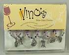 Vinos Wine Glass Stem Charms Stemware NEW Set of 6 Decanter Cheese 