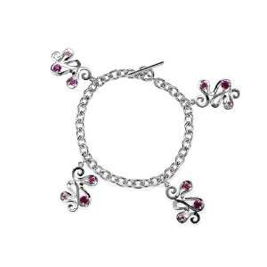  ZR Silver Oriental Whisper Pink Charm Bracelet Jewelry