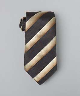 Prada black and brown diagonal stripe silk thin tie