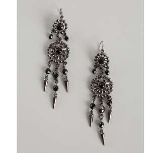 Ben Amun gunmetal and black crystal dangling earrings