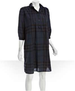 style #311612101 Burberry London blue plaid cotton shirt dress
