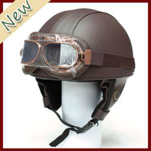 Vintage motorcycle goggles helmet retro Large brown  