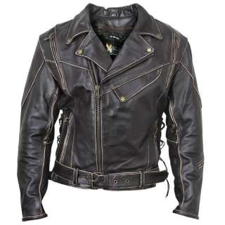 Xelement Mens Antique Brown Rub Off Motorcycle Jacket 3XL  