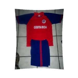 KIDS COSTA RICA SOCCER SET JERSEY AND SHORTS SIZE 8  