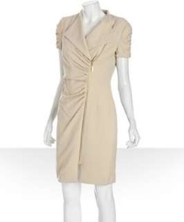 Ellen Tracy khaki bi stretch ruched zip front dress   up to 70 