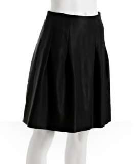 Development black sateen pleated modern skirt   