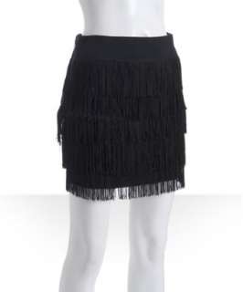 BCBGeneration black jersey fringe mini skirt  BLUEFLY up to 70% off 