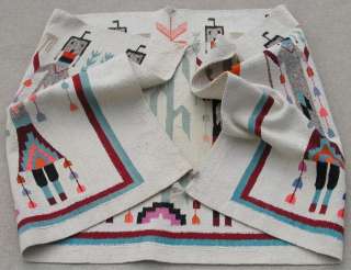 Fine Antique Native American Navajo Yei / Sand Painting Rug Blanket 