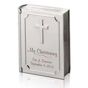  Silver Personalized Christening Bible Keepsake Box: Baby