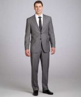 Joseph Abboud grey pinstripe super 120s wool 2 button suit with flat 