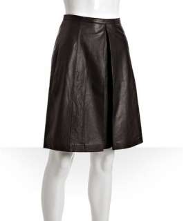 June black leather tulip skirt