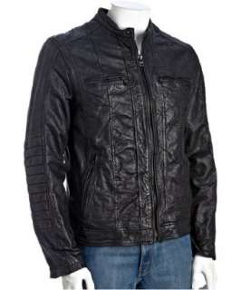 Levis Capital E black leather motorcross zip front jacket   