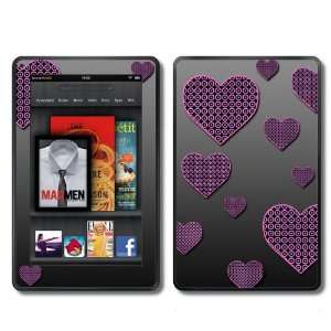   Kindle Fire Skins Kit   Purple Hearts Cute Designer 