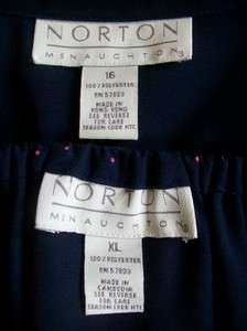 Norton McNaughton Navy Skirt Suit Pink Polka Dots XL 16  
