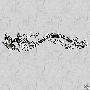 Musical Butterfly with Notes Vinyl Wall Decal,Home Decor Vinyl Words 