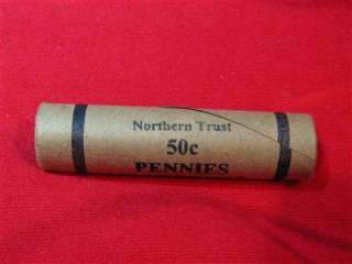 TWO Unsearched NORTHERN TRUST Wheat Penny Rolls OBW  