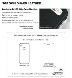 SGP Skin Guard Leather Black Set Package Apple iPhone 4  