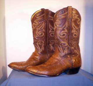 PANHANDLE SLIM MENS BROWN OSTRICH EXOTIC LEATHER WESTERN COWBOY BOOTS 