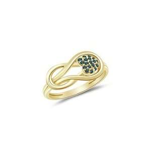   Cts Blue Diamond Heart Love Knot Ring in 14K Yellow Gold 9.0 Jewelry