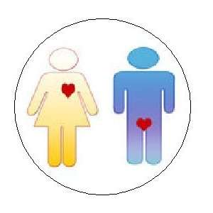  MAN / WOMAN HEART Love Relationship Pinback Button 1.25 