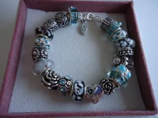   Sterling Silver Pandora Bracelet.Size 7.5 W/receipt Gift box.Charm MOM