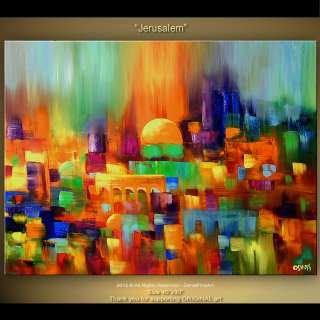 ORIGINAL abstract painting modern fine art JERUSALEM cityscape holy 