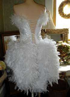 Pompon Blanc Parfait Burlesque Feather Corset Costume  