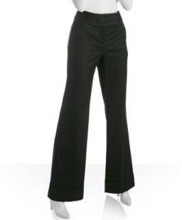 Robert Rodriguez black twill grosgrain trim wide cuffed trousers 