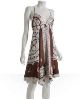 Single brown paisley satin handkerchief dress  