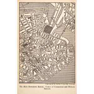  1926 Wood Engraving The Hub Boston Massachusetts USA Map 