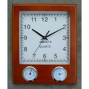  Maples Sales Rectangular Wooden Clock With Hygro and 