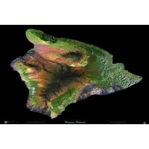 Laminated Hawaii (Big Island), Hawaii satellite map view photo print 
