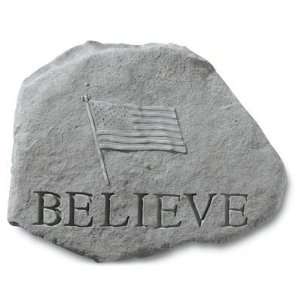    Garden Stone Memorial: Believe w/ Flag: Patio, Lawn & Garden