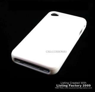 WHITE silicone skin cover case for iPhone 4 4G solid  