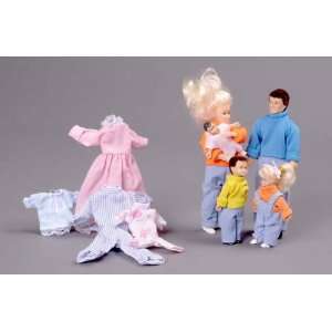  Dollhouse Miniature Doll Family with Change of Clothing 