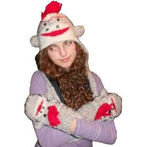  KewlWool Red Sock Monkey with Scarf and Mittens 