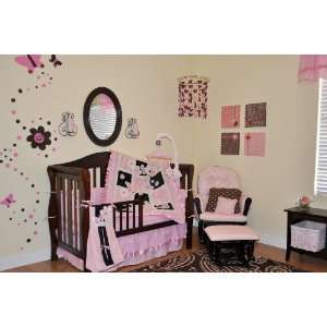   Pink & Brown Crib Bedding Nursery Set Pink & Brown NEW w/ Mobile: Baby