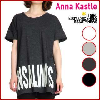 AnnaKastle Womens Letters CONSALWAYS print Boxy Long Top Lounge Tee 