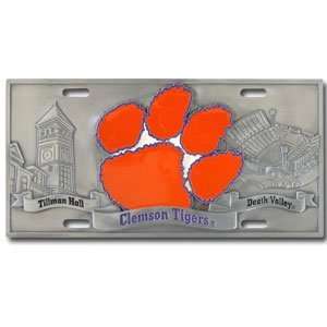  NCAA Clemson Tigers 3D Pewter License Plate Sports 